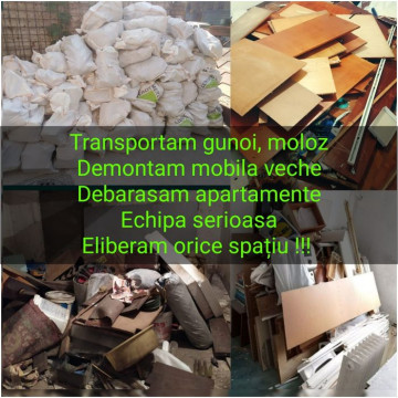 Transport moloz, gunoi, debarasez apartamente mobilă , absolut orice